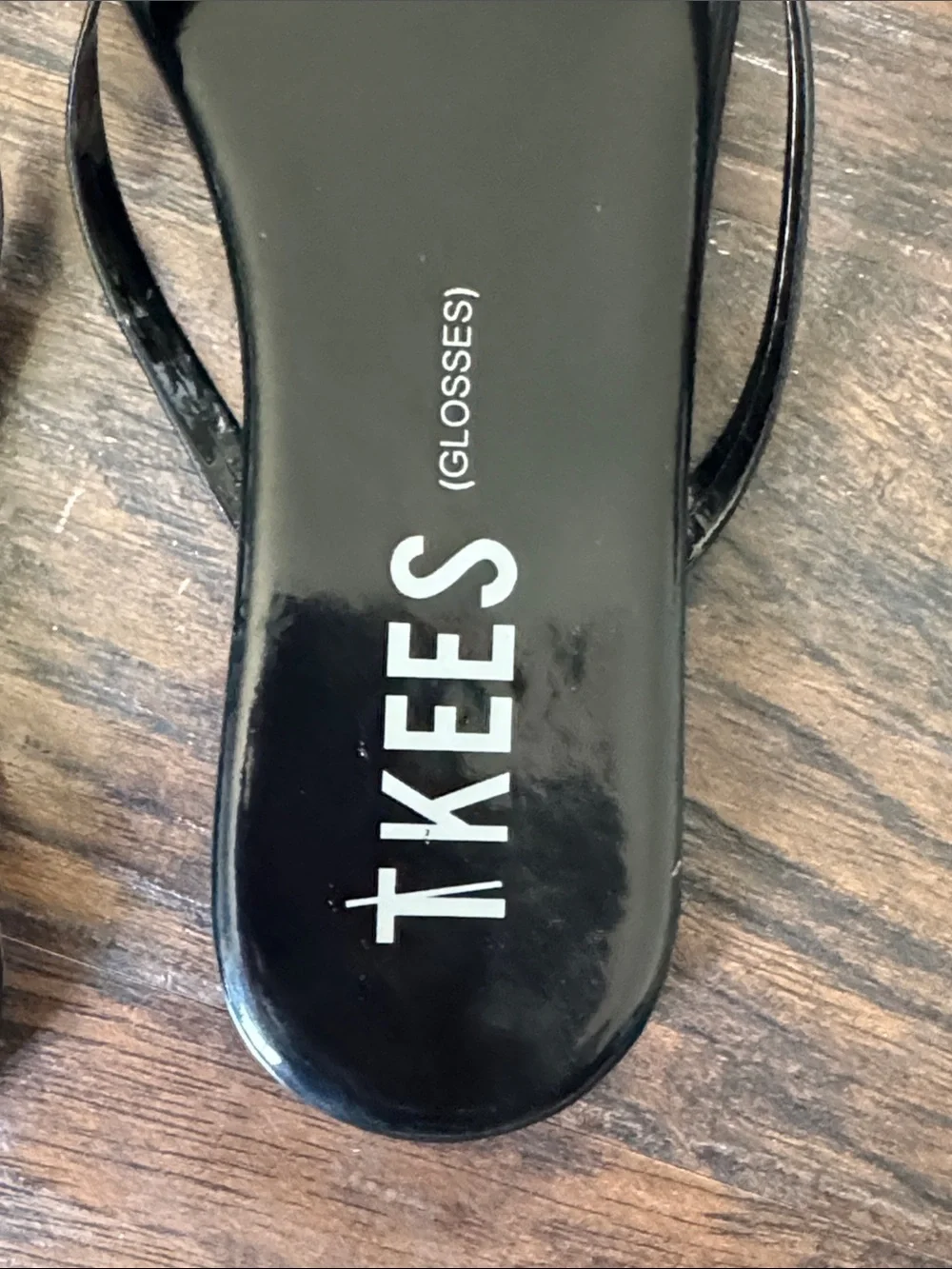 TKEES Black Gloss Patent Thong Sandals